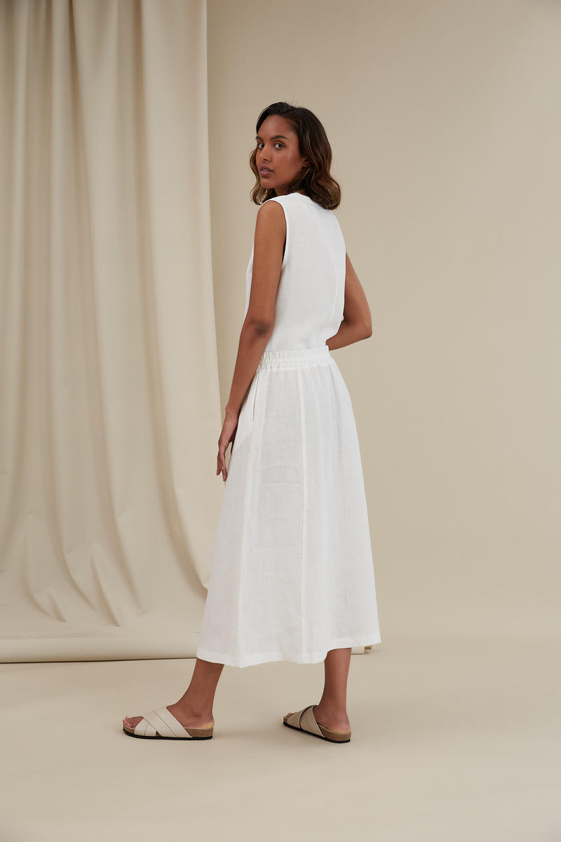 GRETA Linen Skirt white behind