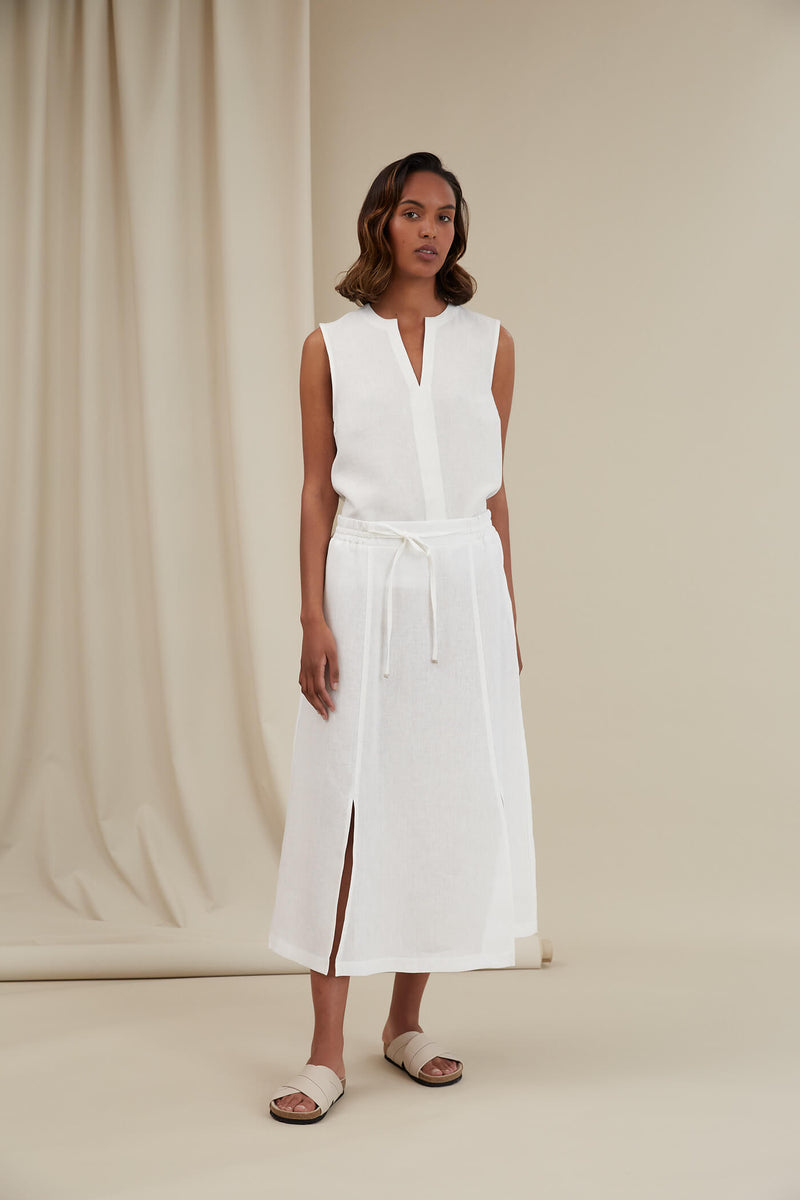 GRETA Linen Skirt white