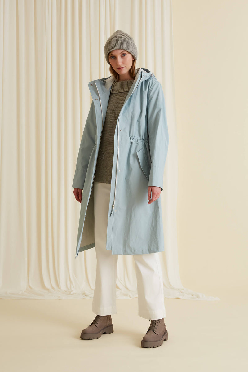 IRENE Parka Coat aqua open