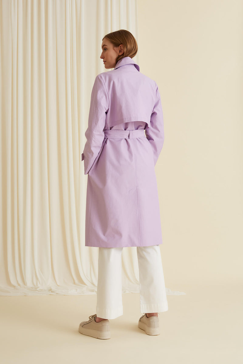ISLA Cotton Trench lavender behind