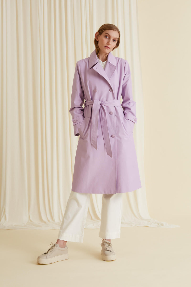 ISLA Cotton Trench lavender from front