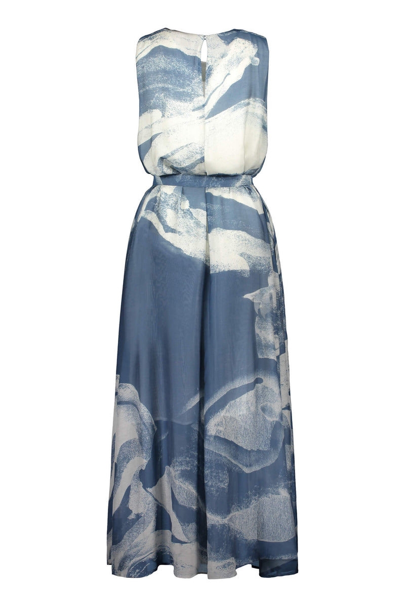 JOSEPHINE Long Patterned Dress blue-white back