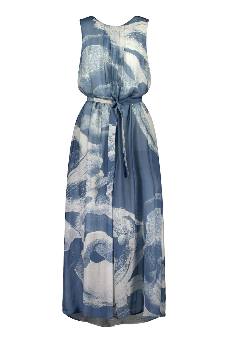 JOSEPHINE Long Patterned Dress blue-white front