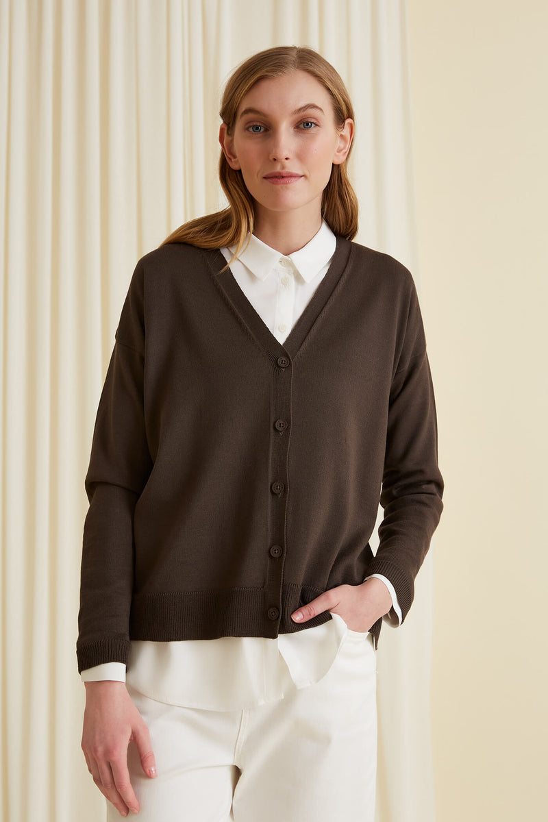 KALEA Merino Wool Cardigan dark taupe