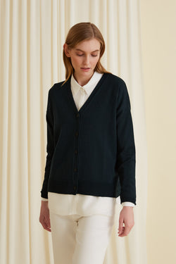 KALEA Merino Wool Cardigan silver pine