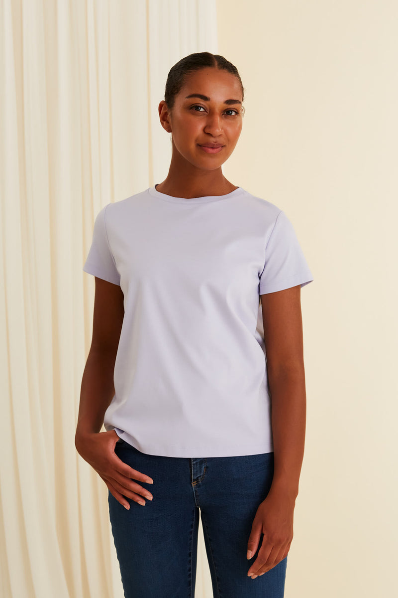 KATRINA Organic Cotton T-Shirt blue lilac from front