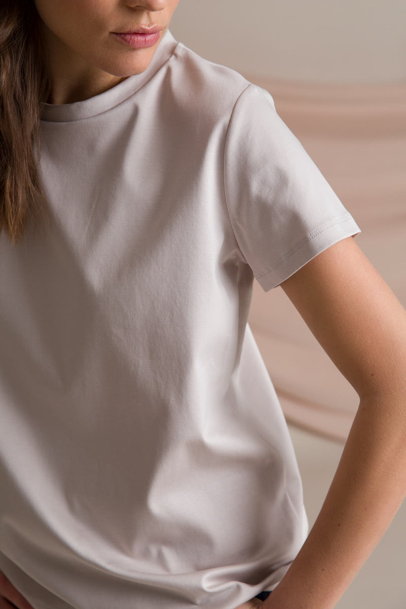 KATRINA Organic Cotton T-Shirt grey sleeve