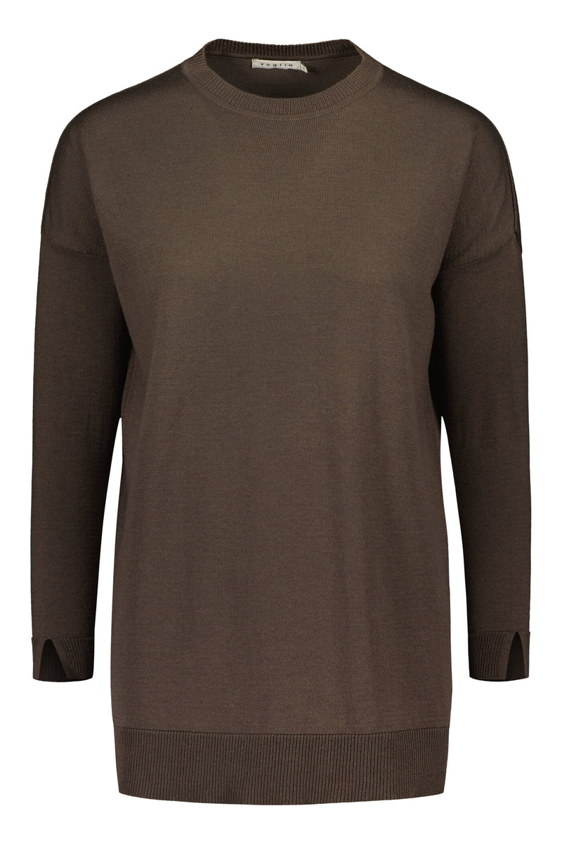 KOA Merino Wool Jumper dark taupe front