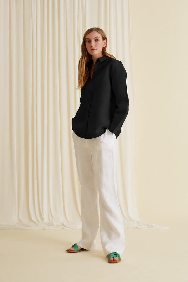 KRISTINA Classic Linen Shirt blackest