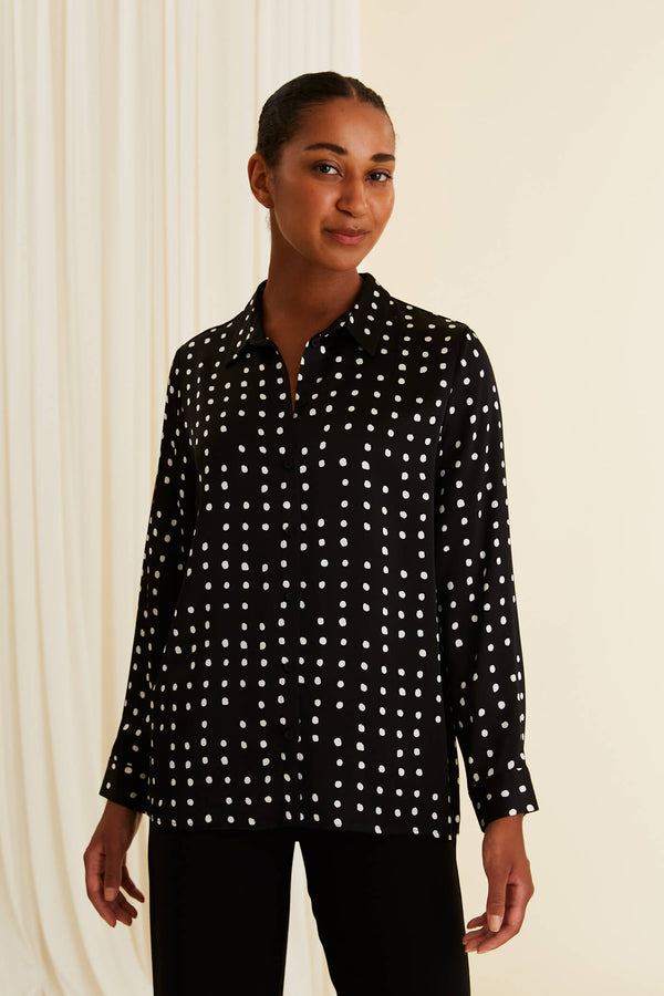 KRISTINA Printed Shirt black-soft white