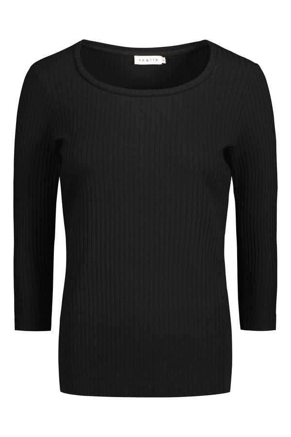 KYRA Ribbed Viscose Top blackest front