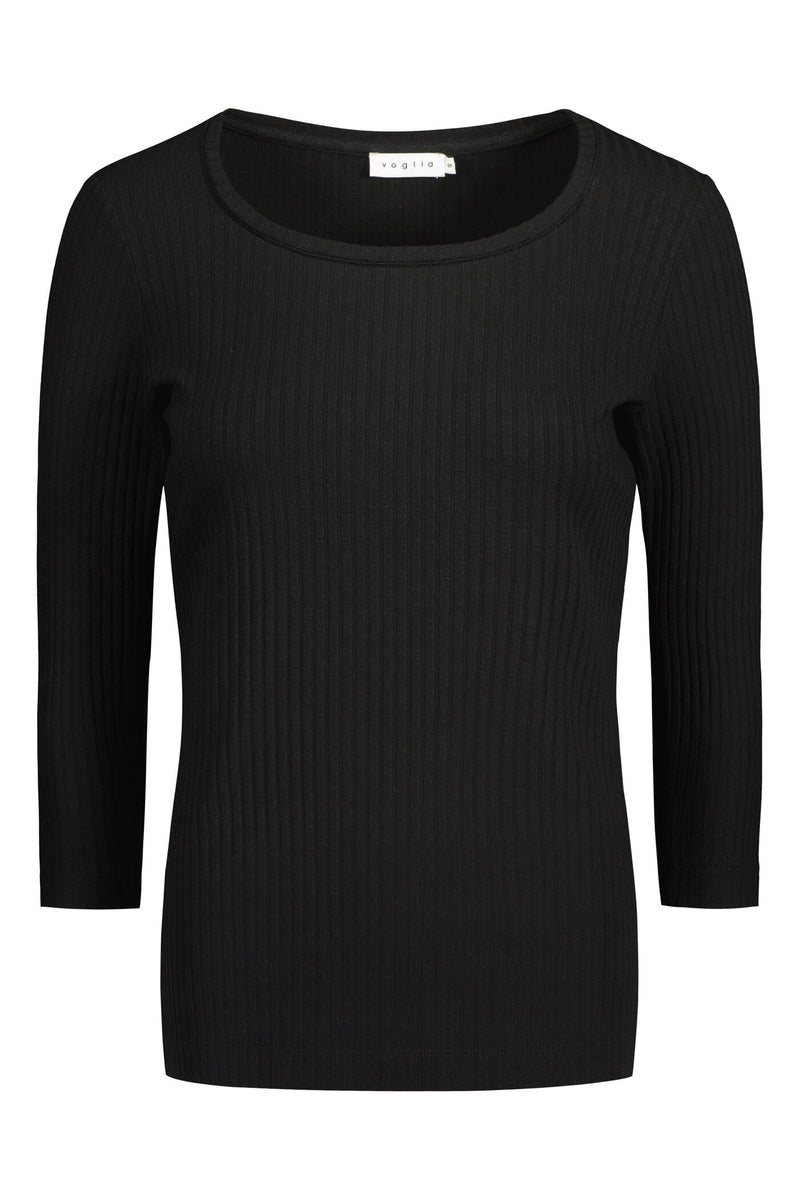 KYRA Ribbed Viscose Top blackest front