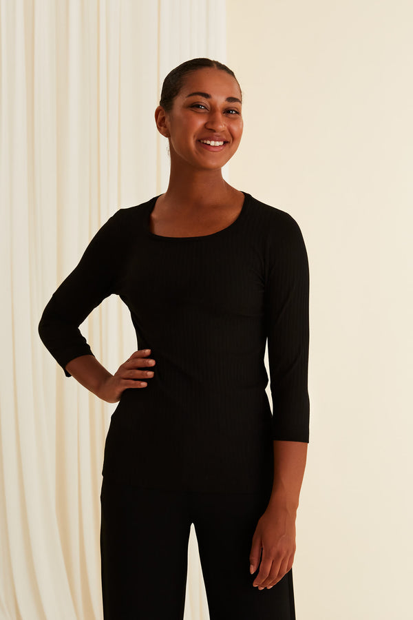 KYRA Ribbed Viscose Top blackest