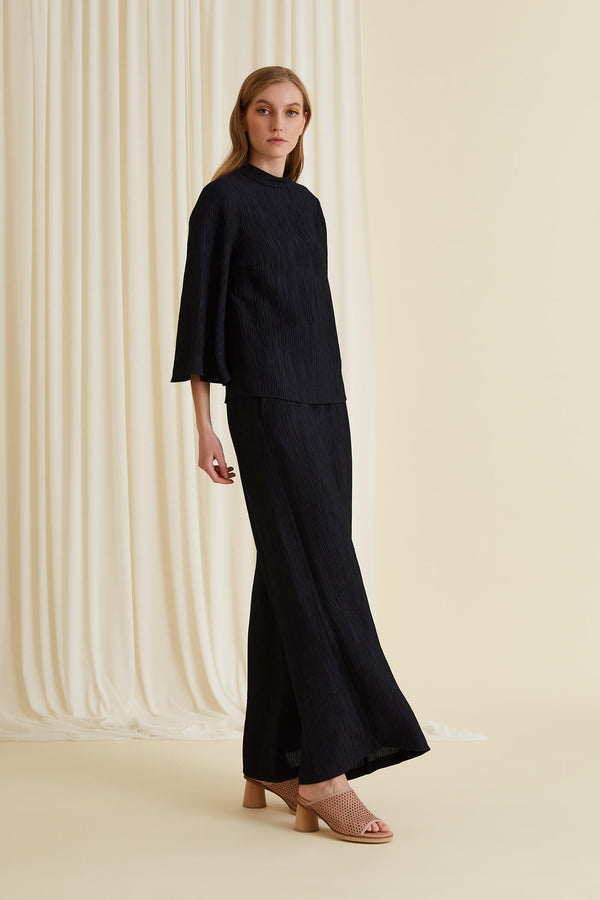 LEILA Wide Leg Pants dark blue side