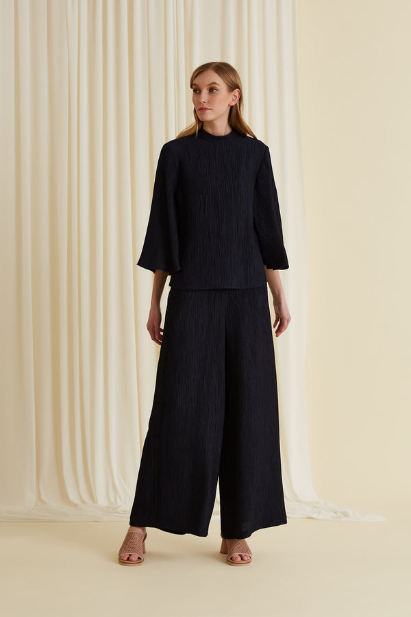 LEILA Wide Leg Pants dark blue