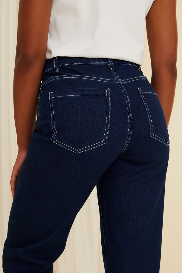 LEONOR Wide Cotton Jeans indigo from behind