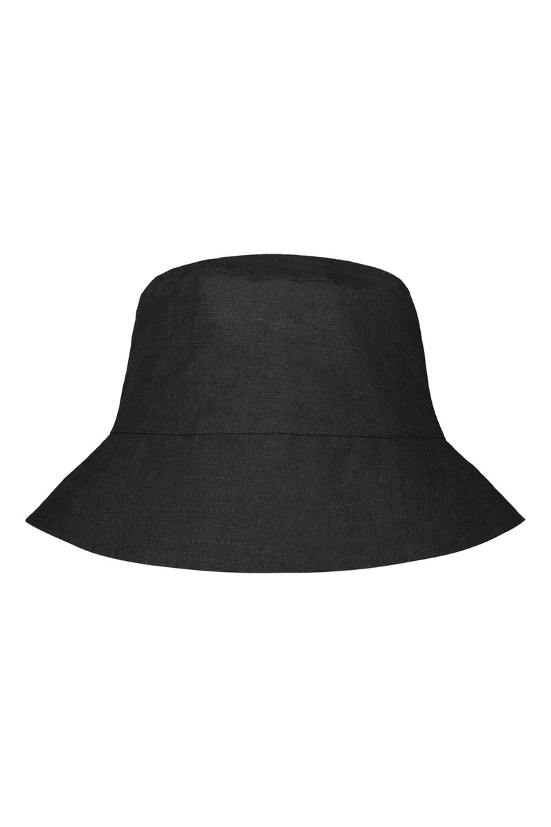 MAEVE Linen Bucket Hat blackest front