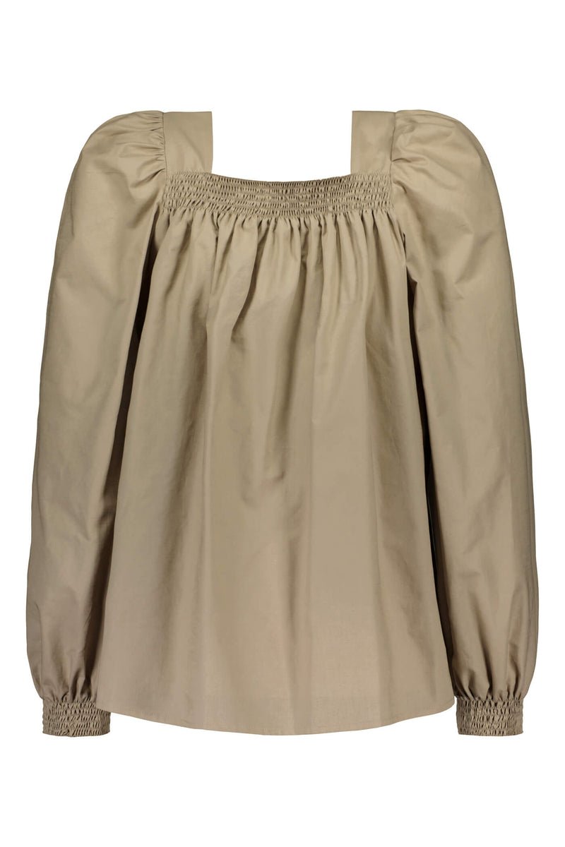 MAZIE Ruched Blouse taupe back