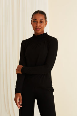 NIKOLETTA High Neck Viscose Top blackest