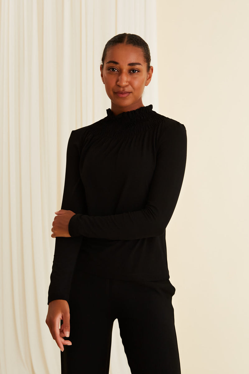 NIKOLETTA High Neck Viscose Top blackest