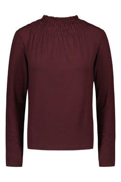 NIKOLETTA High Neck Viscose Top plum front