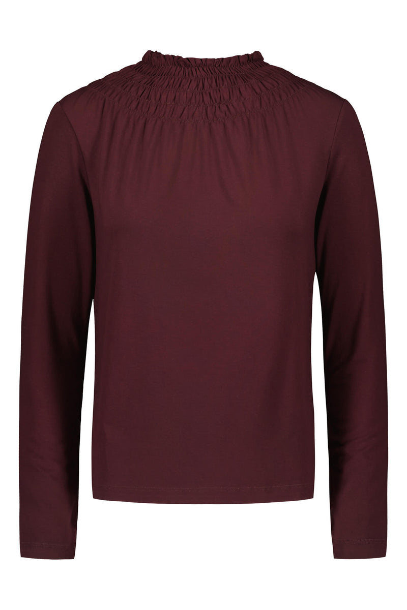 NIKOLETTA High Neck Viscose Top plum front