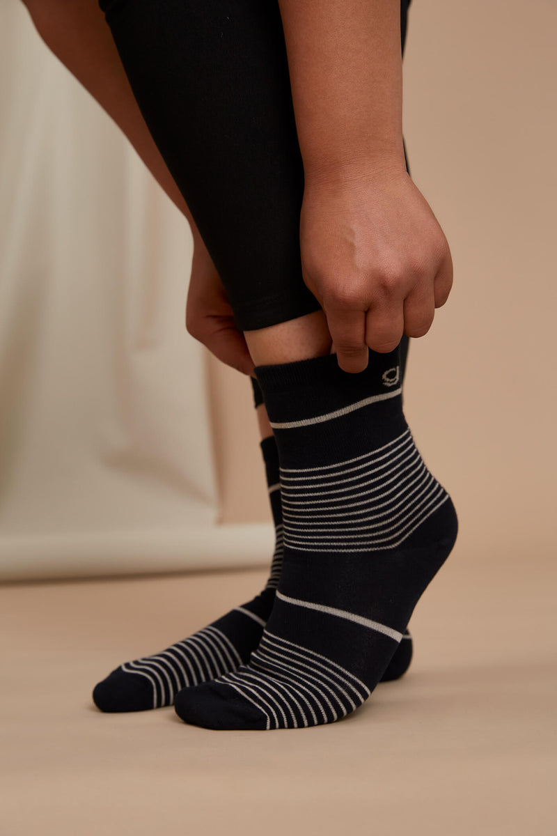 OLIVIA Striped Cotton Socks blackest chalk