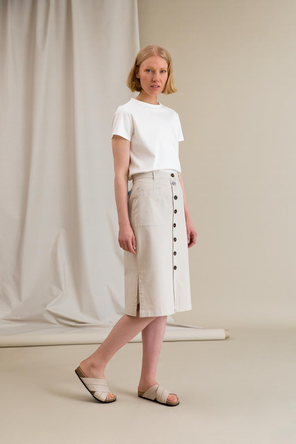 SELENA Button Skirt beige