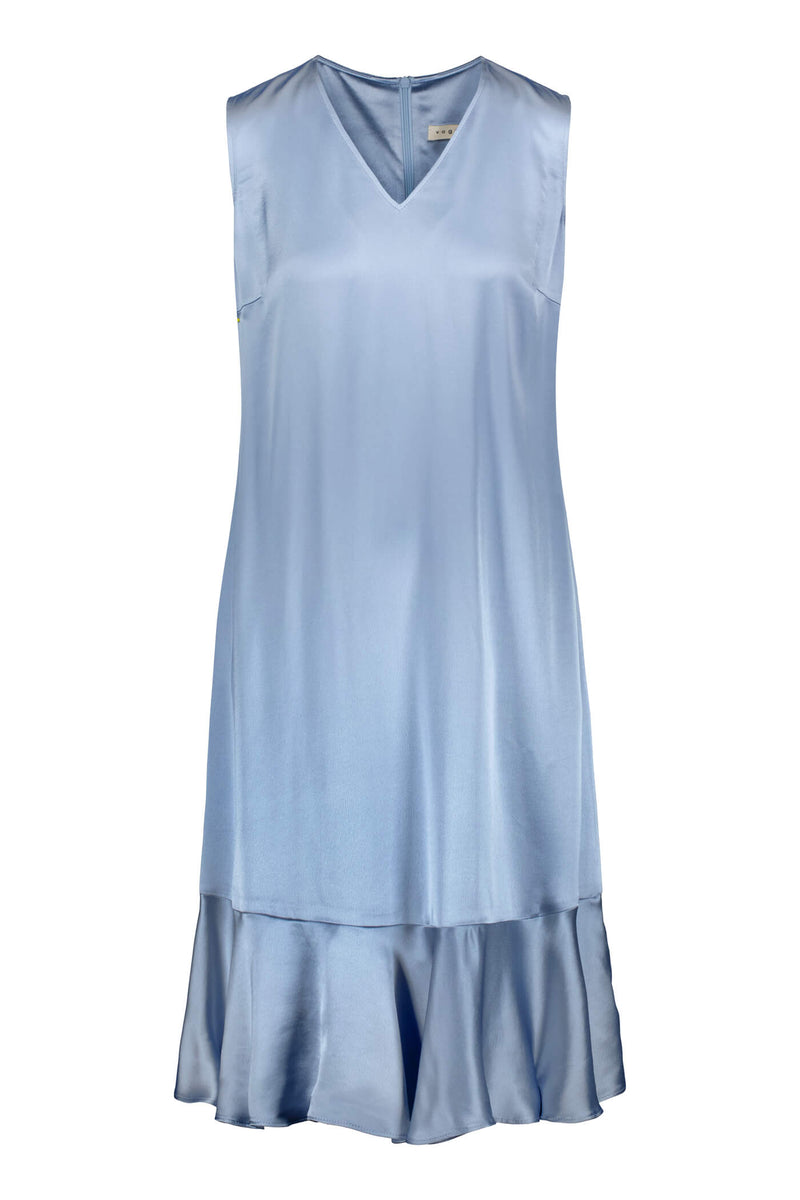 SERENA Printed Frill Dress sky blue front