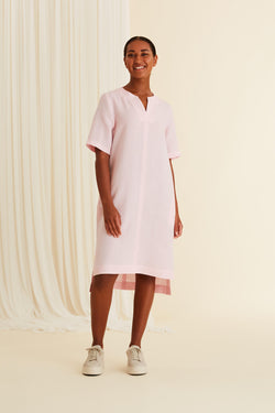 SHEENA Linen Dress cotton candy from front