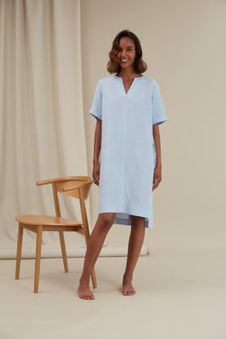 SHEENA Linen Dress light blue