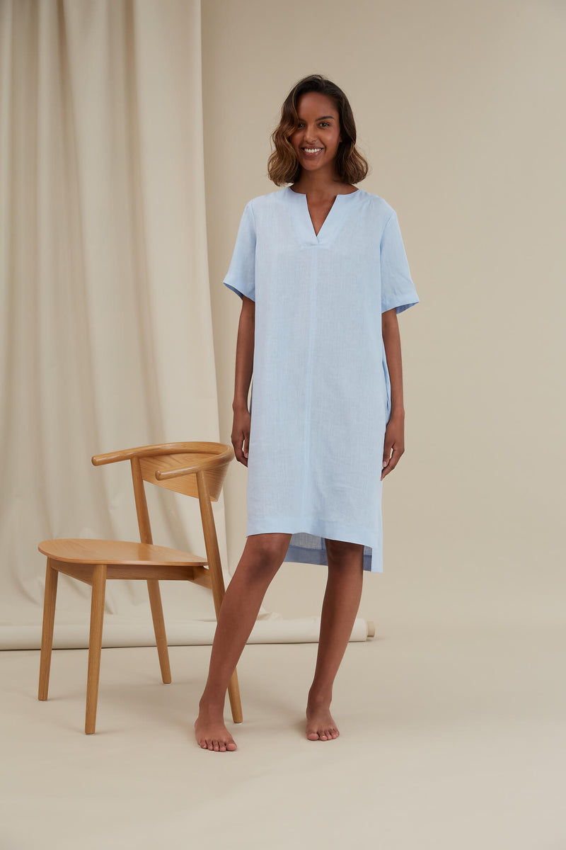 SHEENA Linen Dress light blue