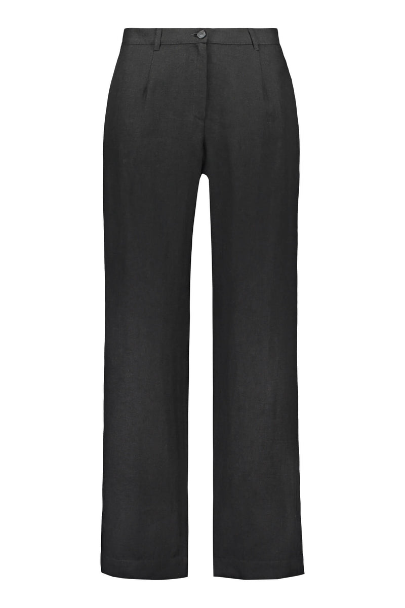 SHERAH Linen Trousers black front