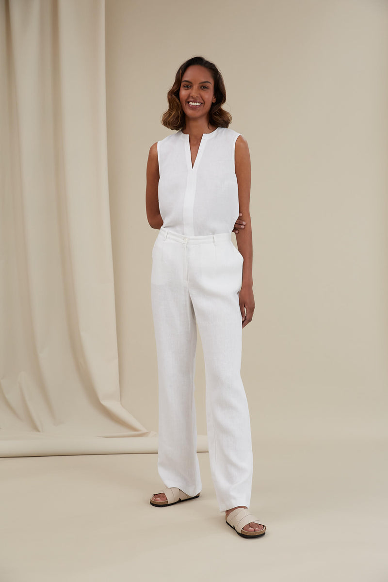 SHERAH Linen Trousers white