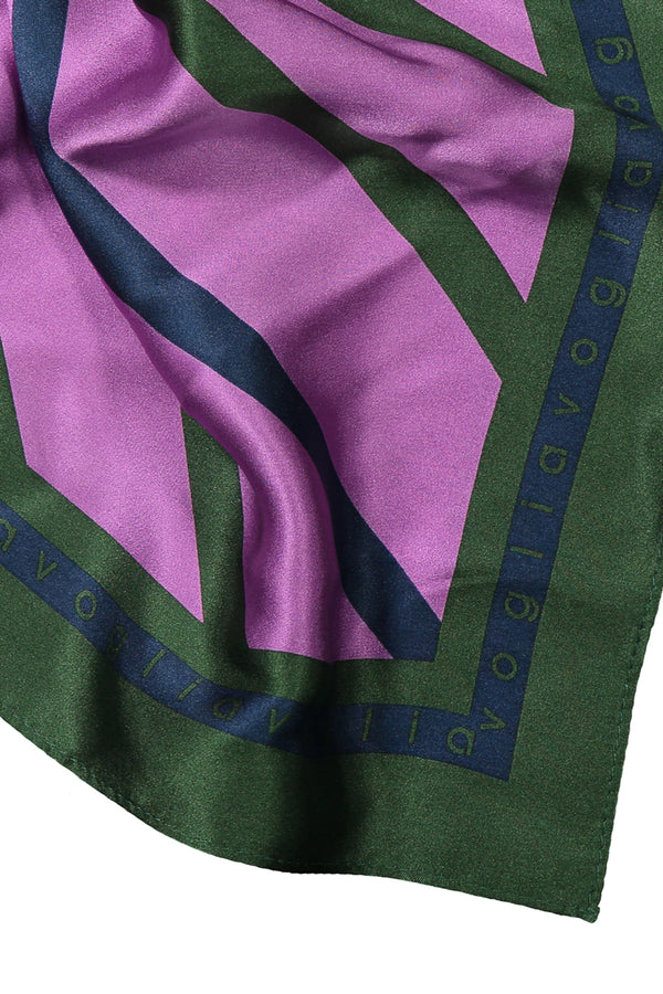 Voglia Arden printed silk scarf green-orchid flat