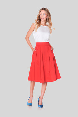 Voglia Finland women's red cotton skirt with pockets
