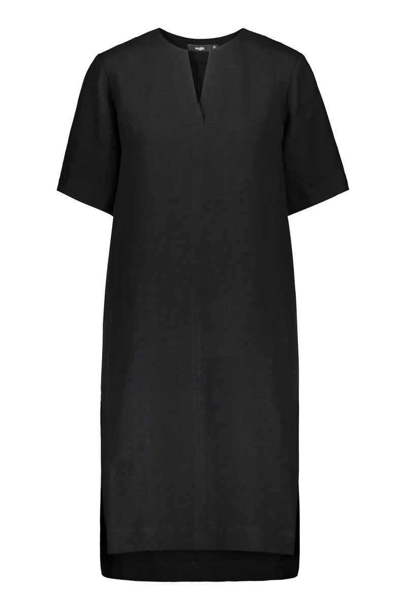 Voglia Finland women's black linen summer dress front