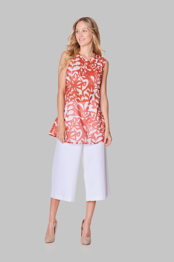 Voglia Finland orange cotton blouse and culottes