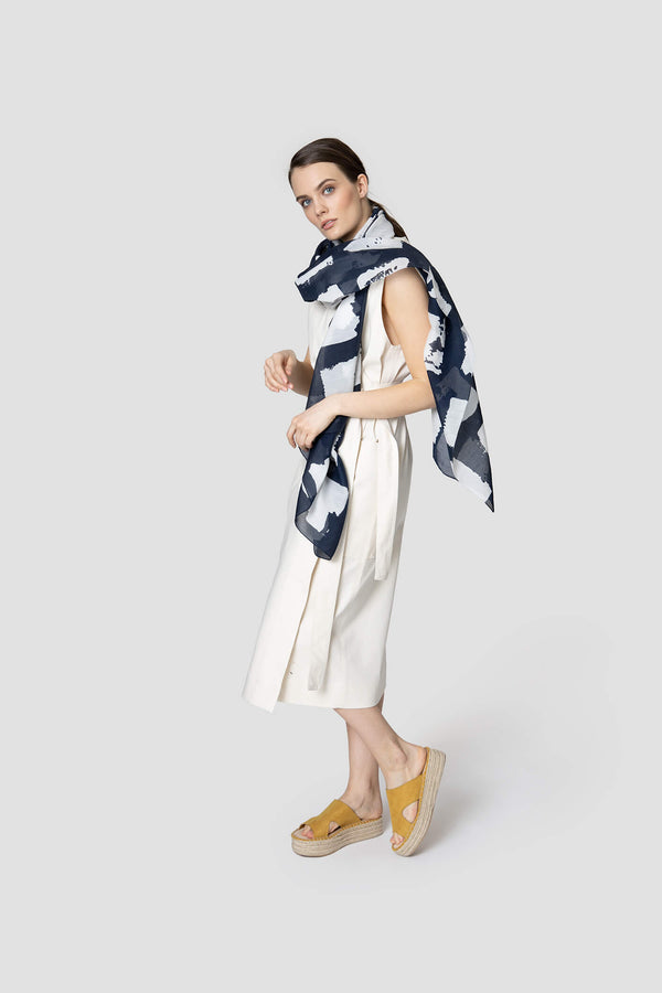 Voglia Finland women's blue cotton silk scarf